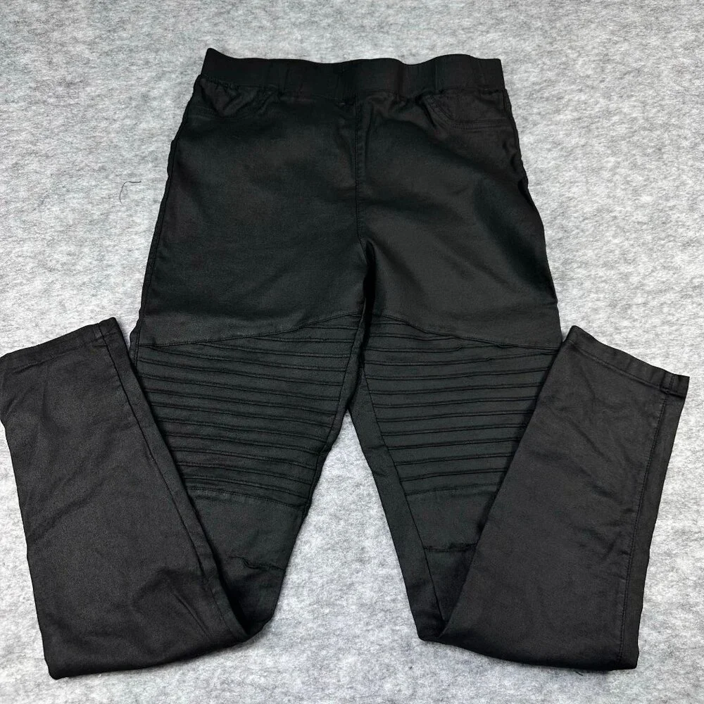 Oober Swank Womens Leggings Black Size Medium Ribbed Moto Excellent High Quality - Picture 2 of 10